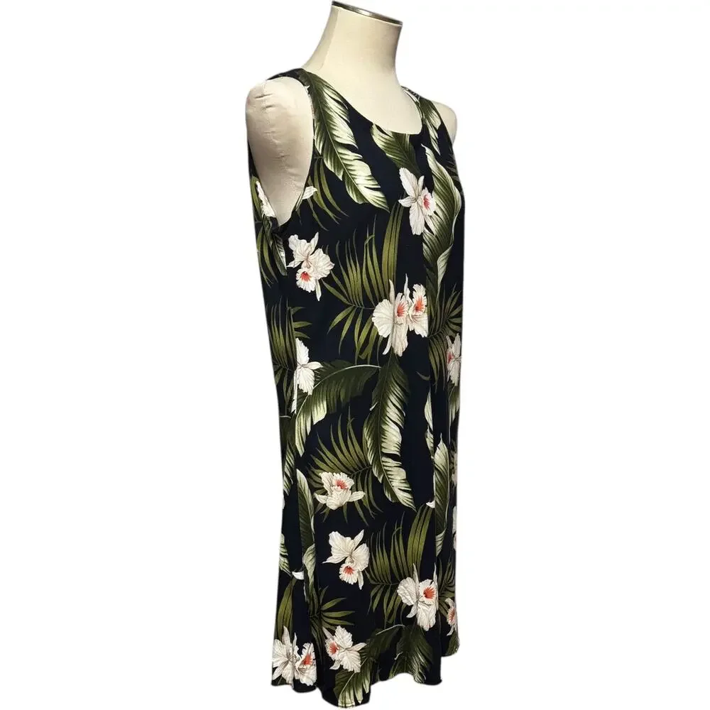 Paradise Bay Made in Hawaii Sleeveless Shift Dress Black Tropical XL
